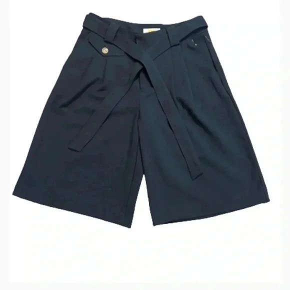 MAEVE ANTHROPOLOGIE TROUSER SHORTS NAVY BLUE RELAXED POCKETS SIZE 0 XSMALL NWT - Picture 2 of 14